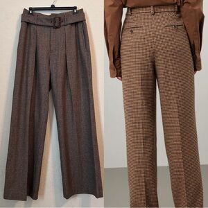 Polo by Ralph Lauren Brown Checkered Wide Leg Pants